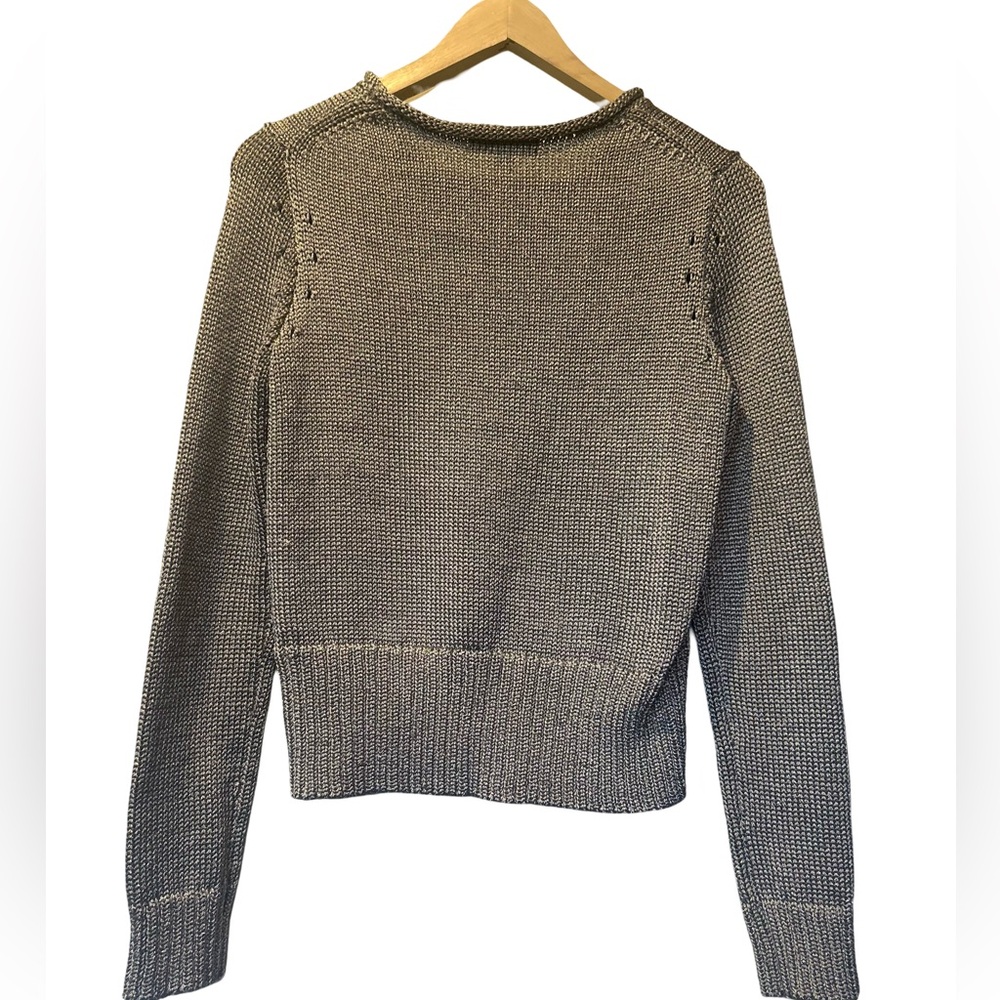 Banana Republic Metallic Silver Knit Sweater with Peekaboo Detail Medium - Picture 3 of 5